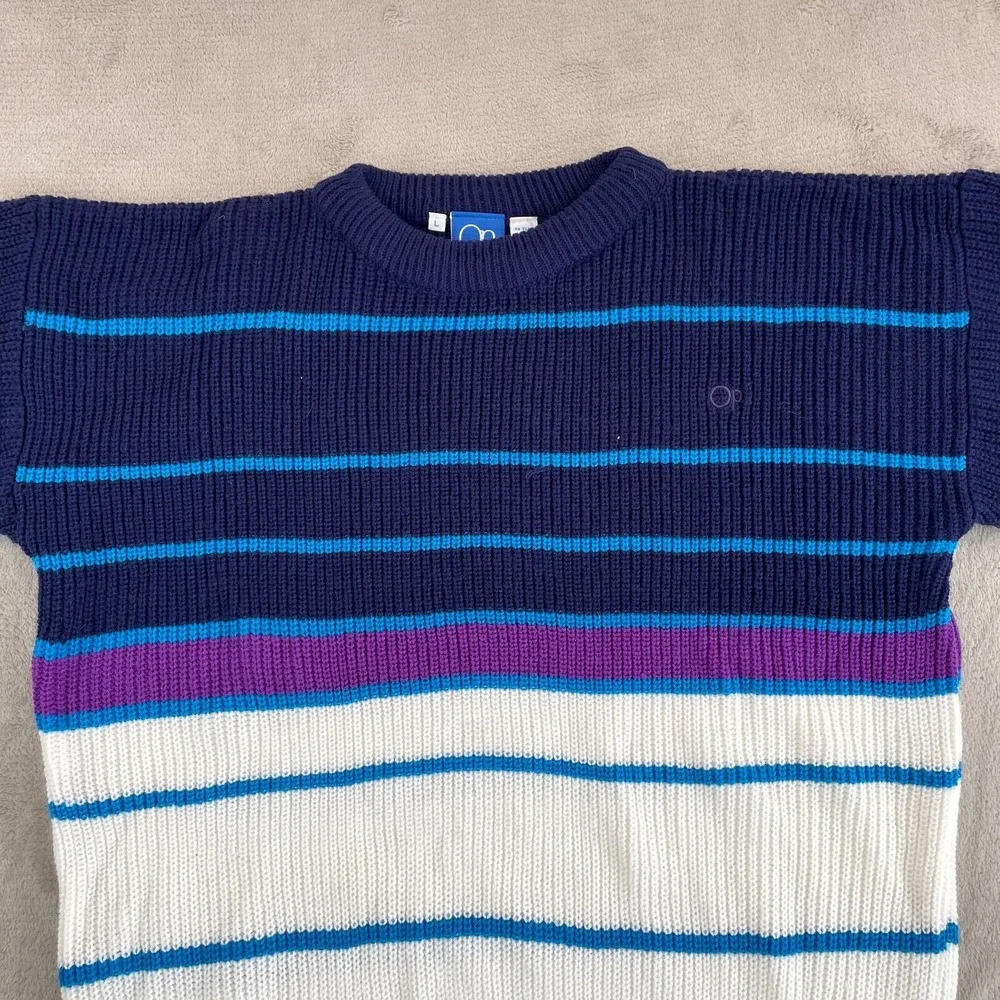 Vintage OP Ocean Pacific‎ Sweater Men Large Multi Knit 80s 90s Surf Beach Crew